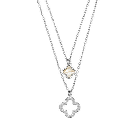Silver Double Clover Necklace
