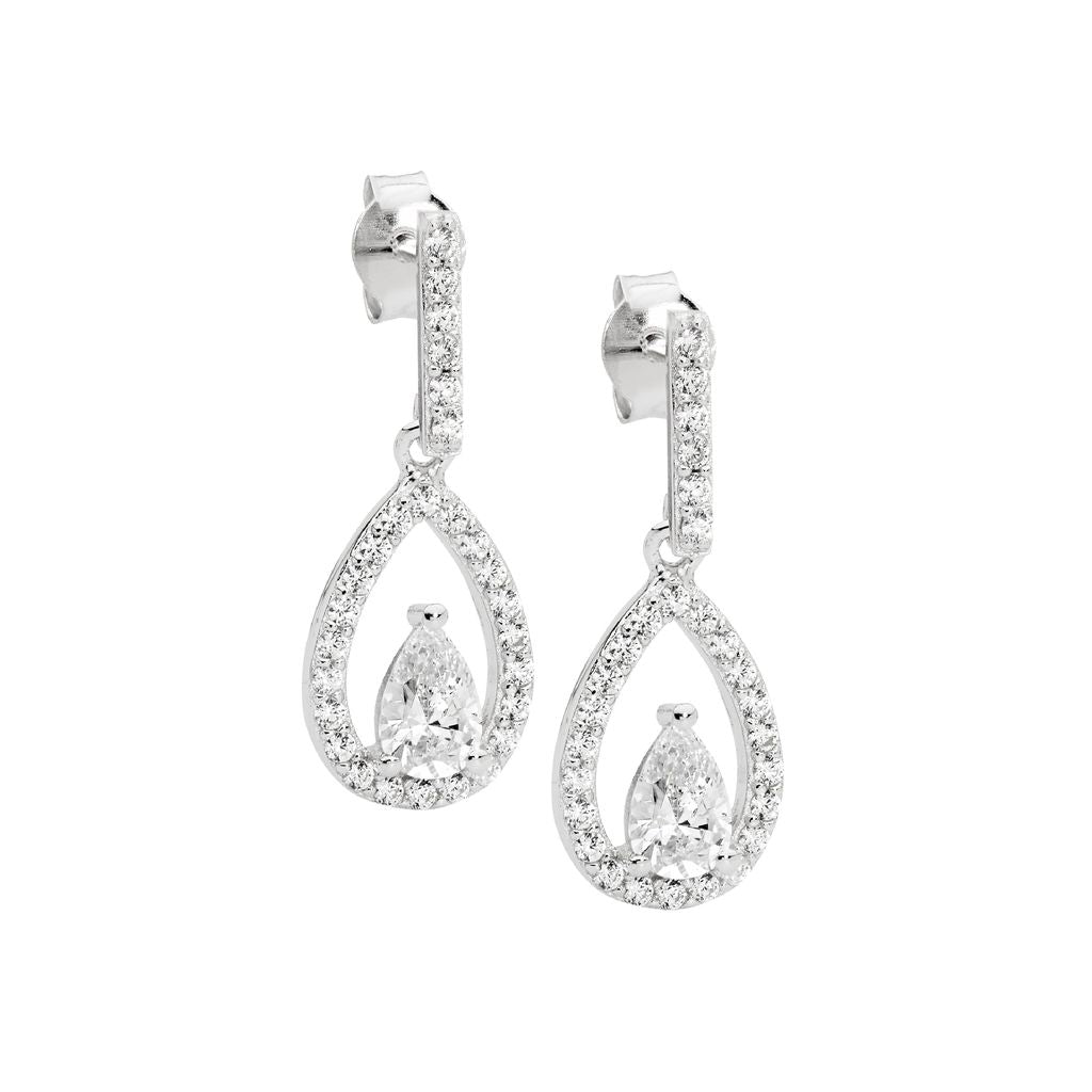 Ellani Elegant Drop Earring - white