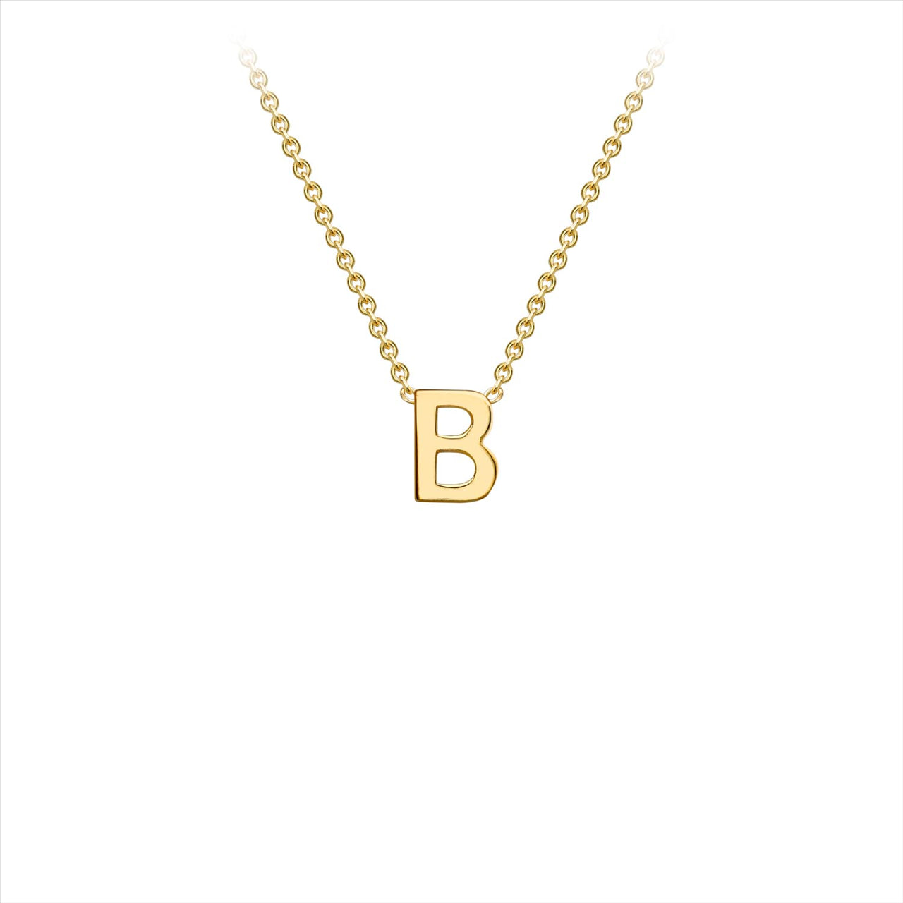 9K Yellow Gold 'B' Initial Adjustable Letter Necklace 38/43cm