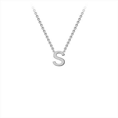 9K White Gold 'S' Initial Adjustable Letter Necklace 38/43cm