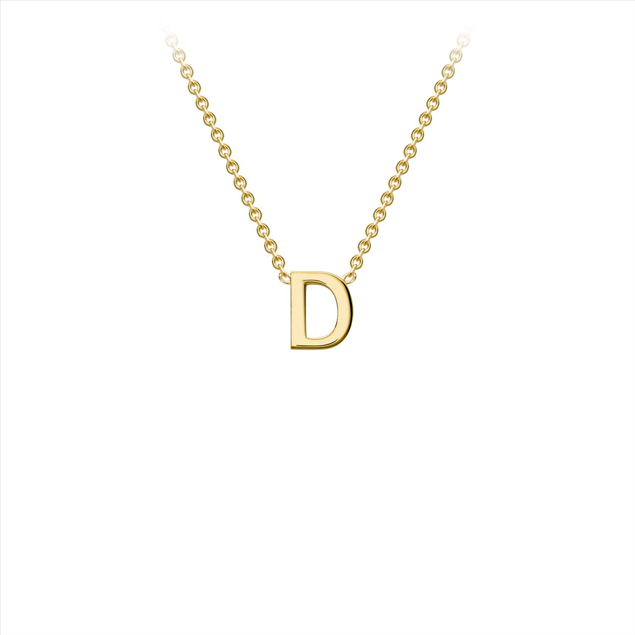 9K Yellow Gold 'D' Initial Adjustable Letter Necklace 38/43cm