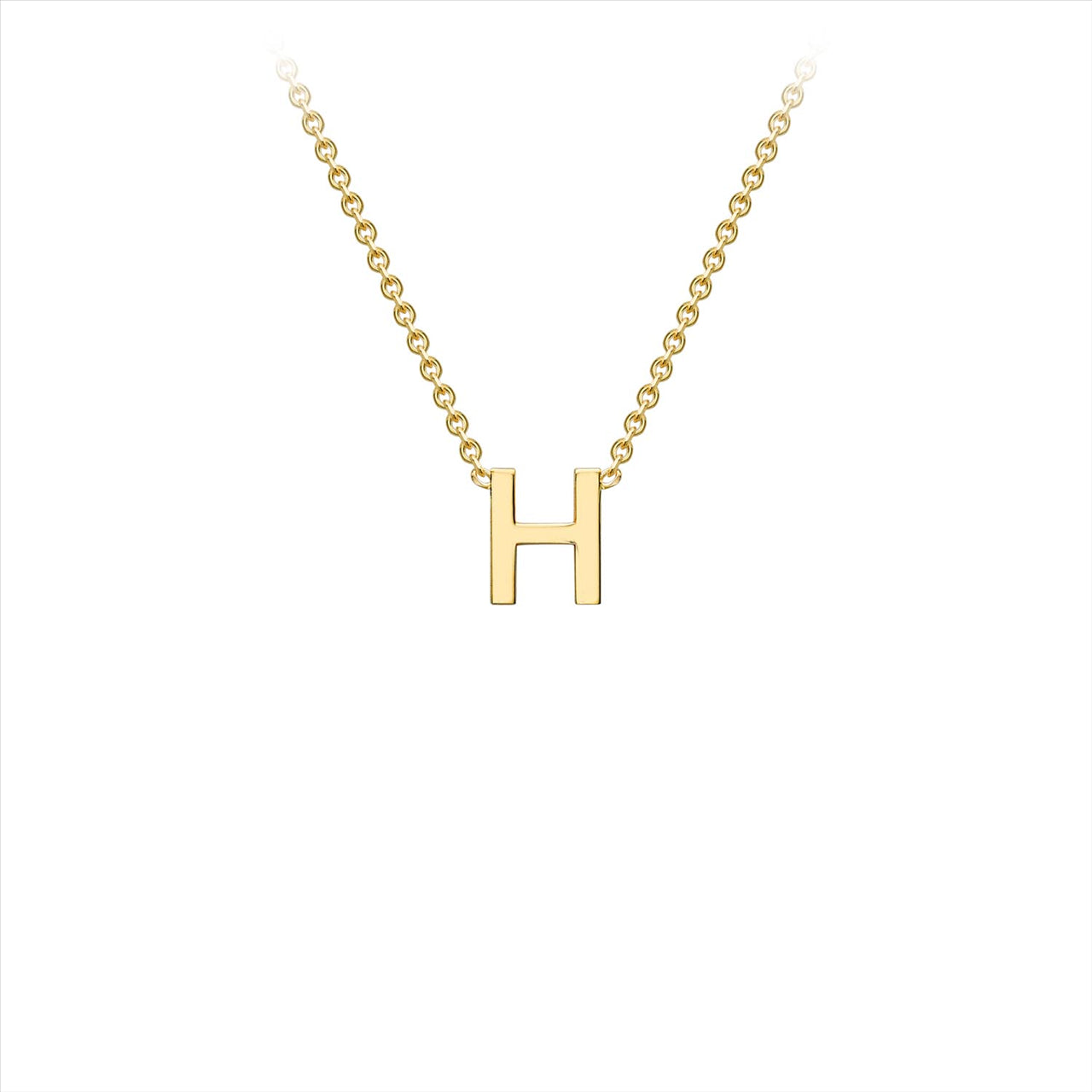 9K Yellow Gold 'H' Initial Adjustable Letter Necklace 38/43cm