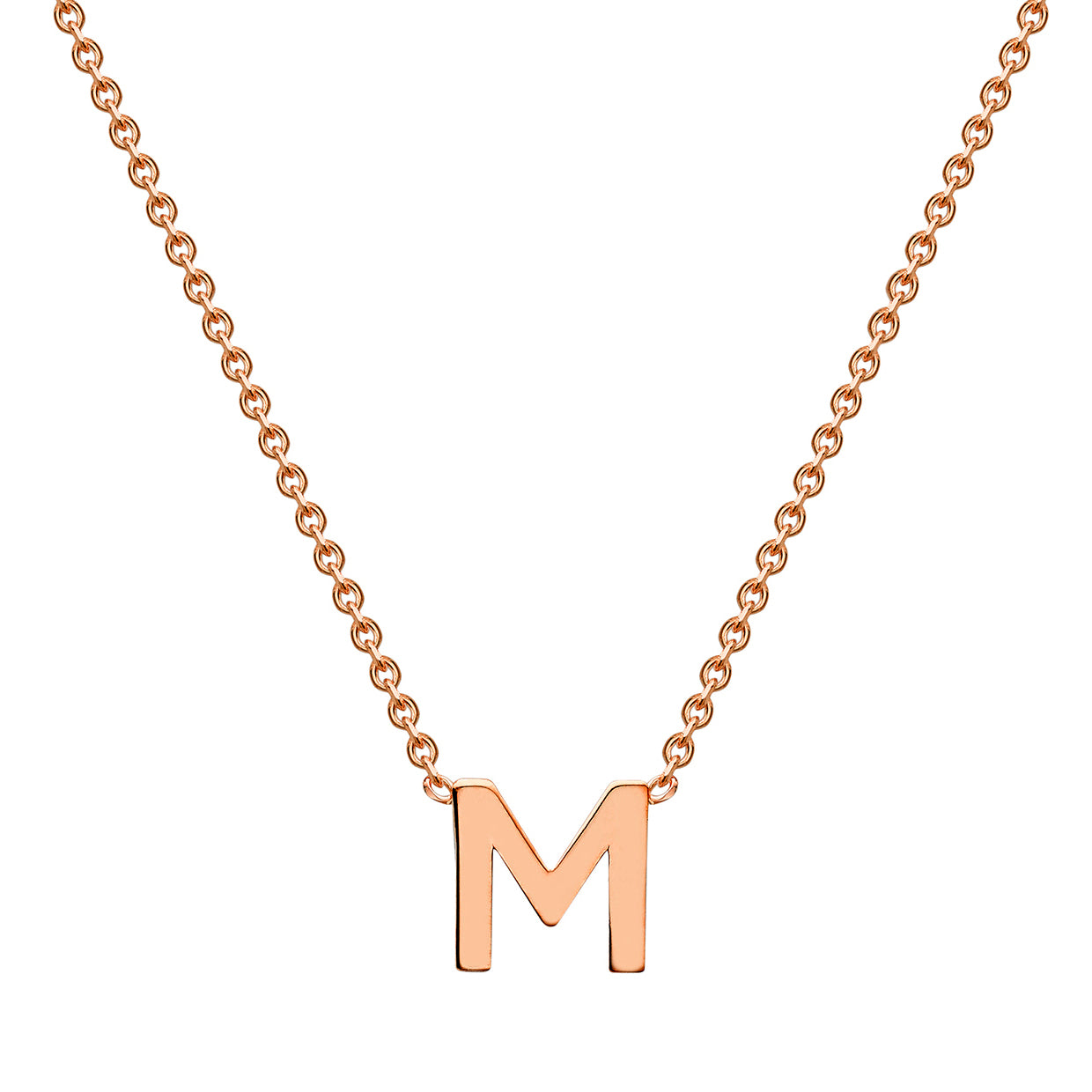 9K Rose Gold 'M' Initial Adjustable Letter Necklace 38/43cm