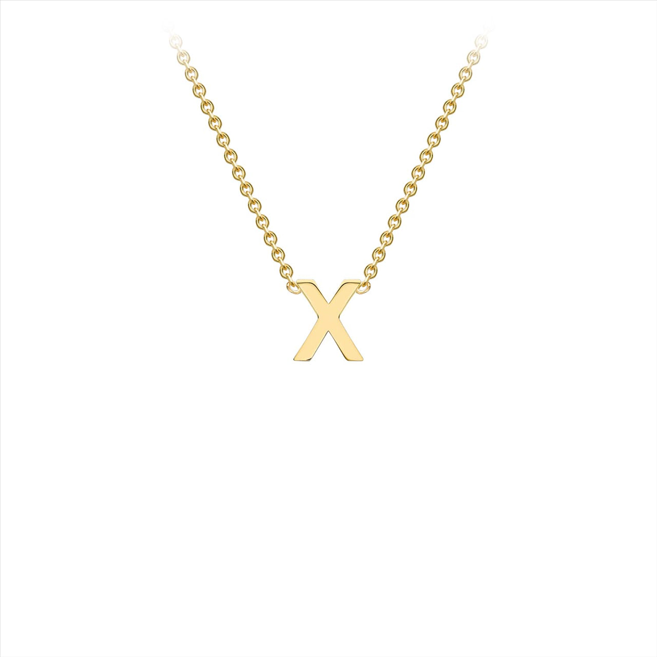 9K Yellow Gold 'X' Initial Adjustable Letter Necklace 38/43cm