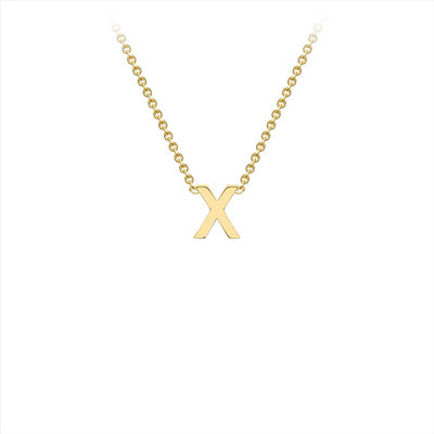 9K Yellow Gold 'X' Initial Adjustable Letter Necklace 38/43cm