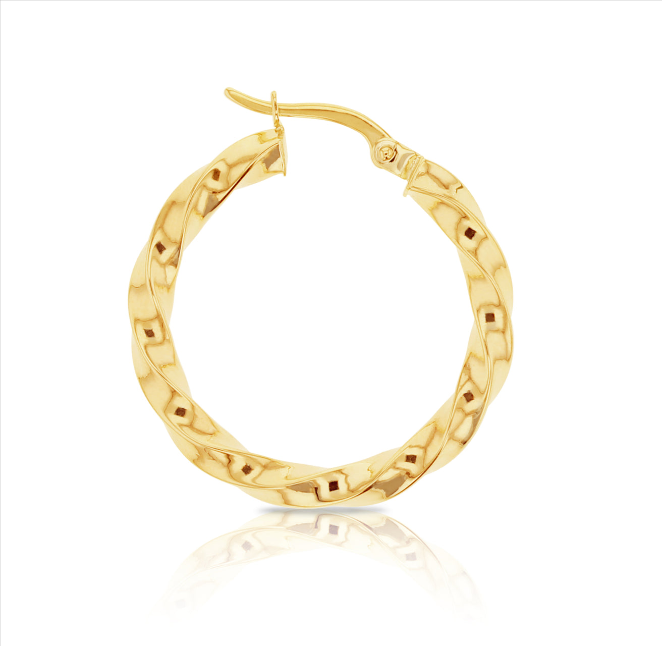 9k Gold Twist Hoop Earrings