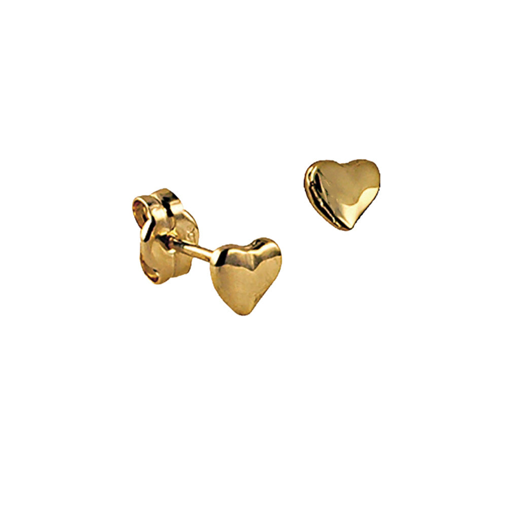 9k Yellow Gold 4mm Heart Stud Earrings
