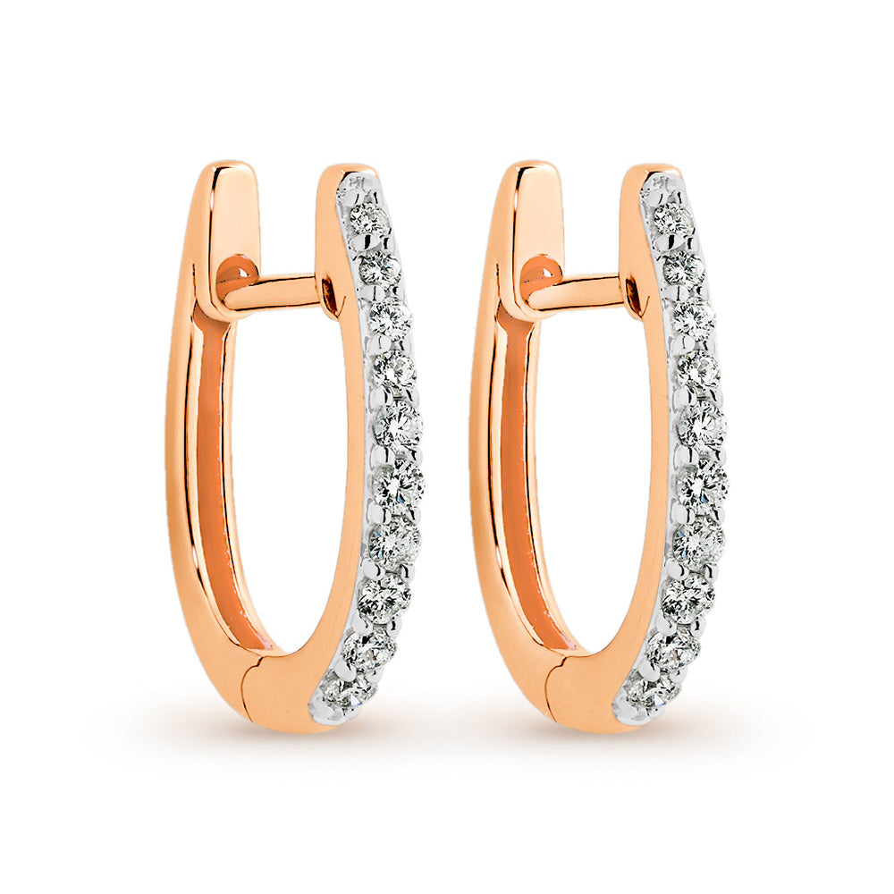 9k Rose Gold Diamond Earrings TDW=0.15ct