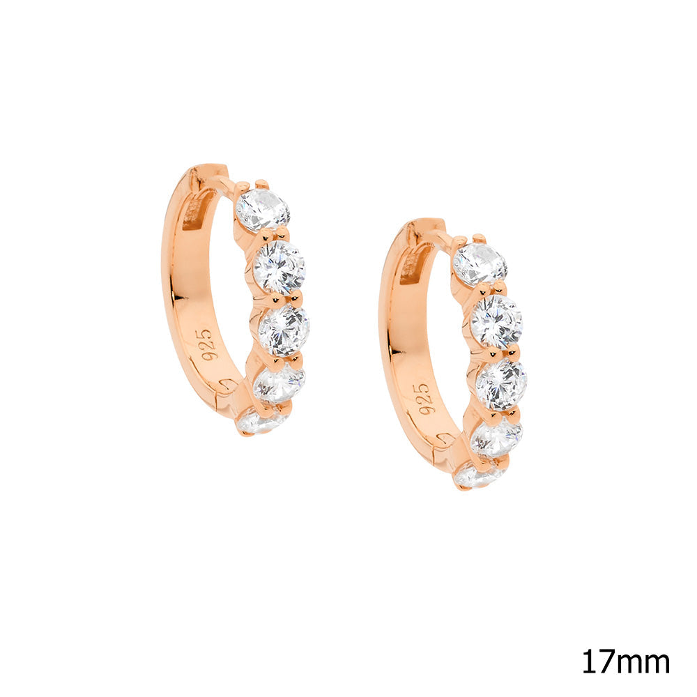Sterling Silver Rose Gold Plated CZ Earrings