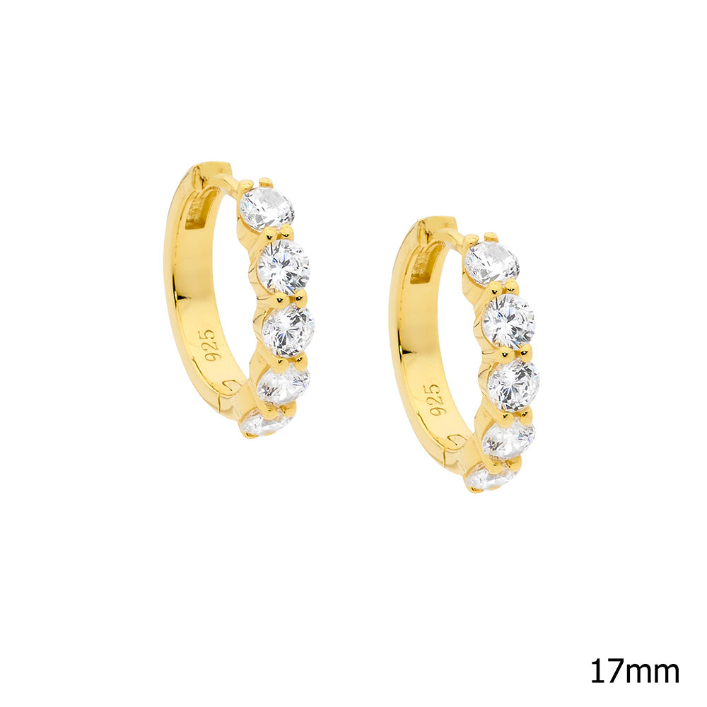 Sterling Silver Gold Plated CZ Earrings