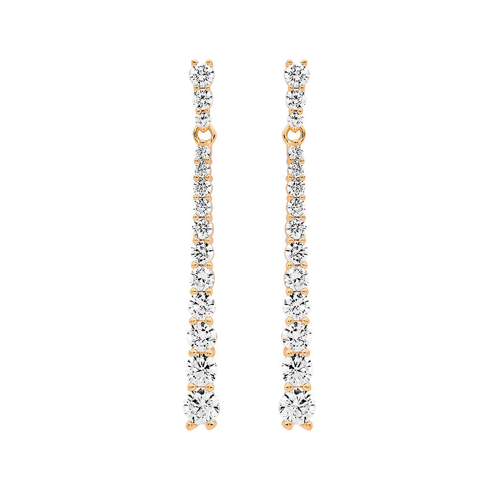 Sterling Silver Rose Gold Plated CZ Earrings