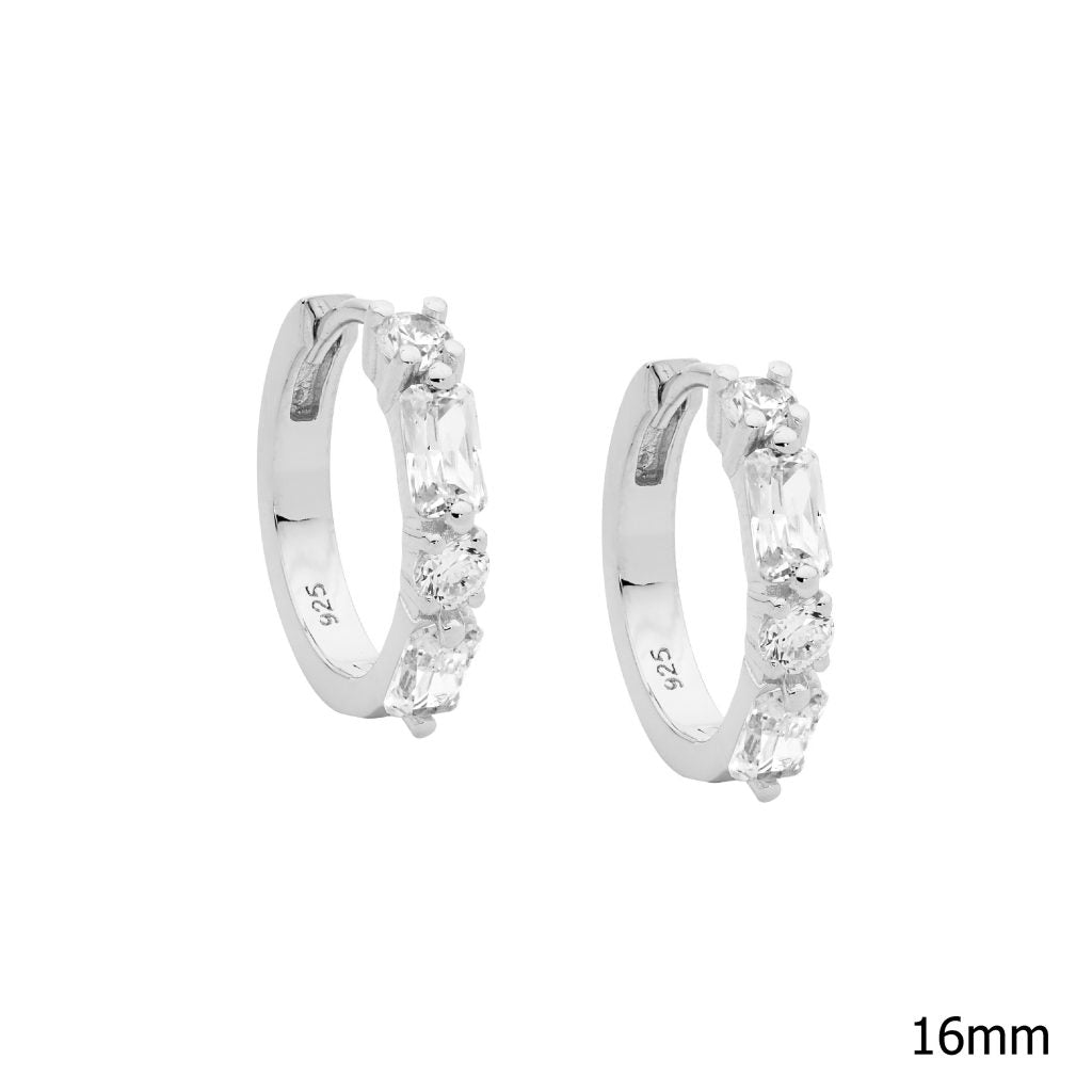 Sterling Silver Round CZ Hoops