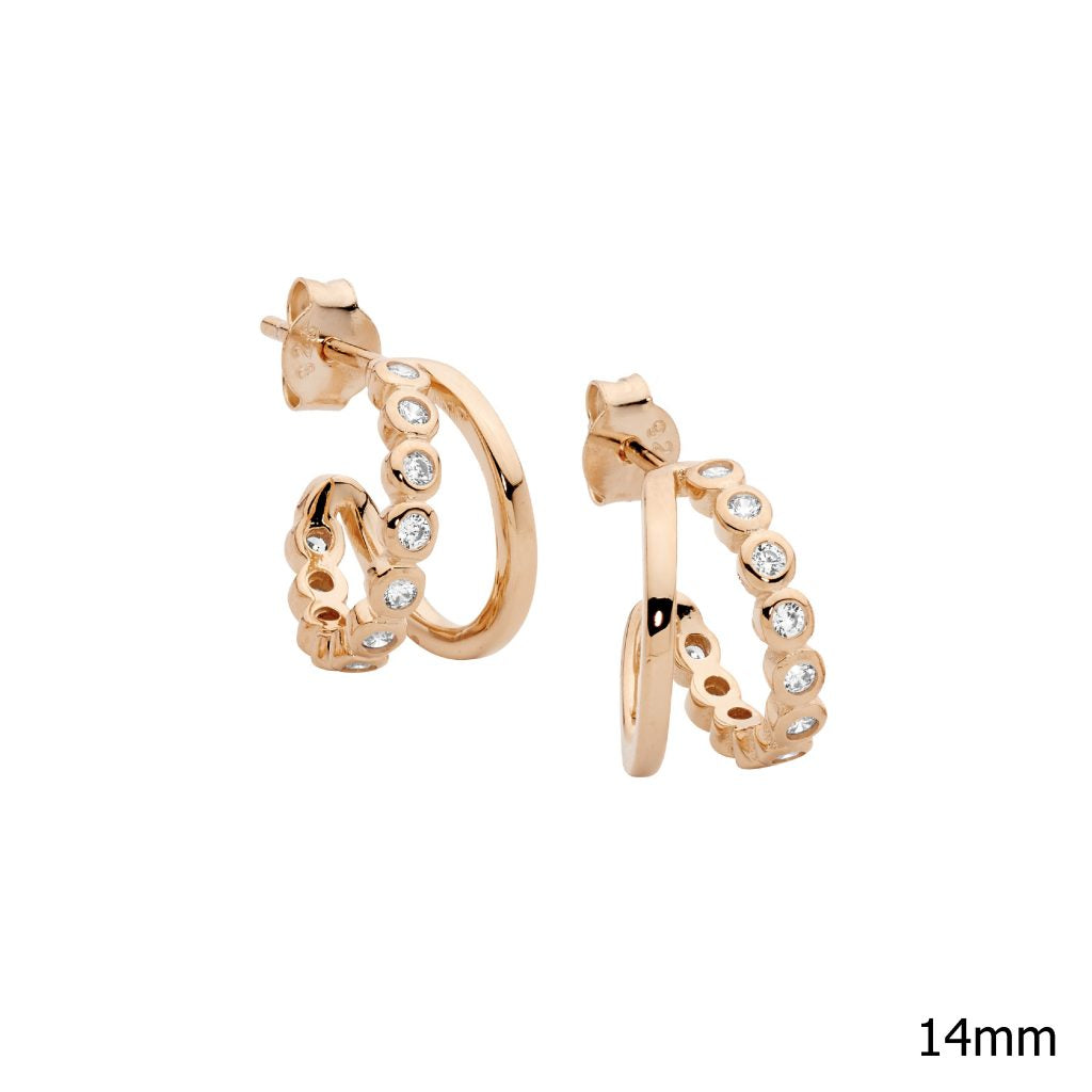 Sterling Silver Rose-Gold Plated Double Hoop Earrings