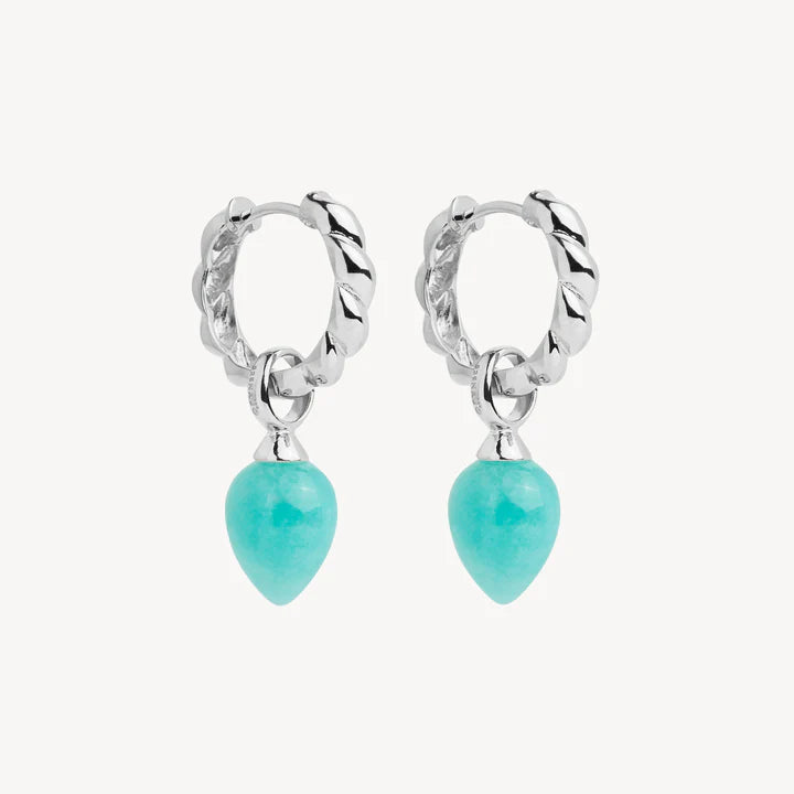 Amazonite Dew Drop Silver Gemstone Earrings