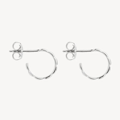 Weave Stud Hoop Earring -silver
