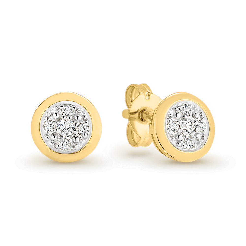 9k Yellow Gold Diamond Earrings.