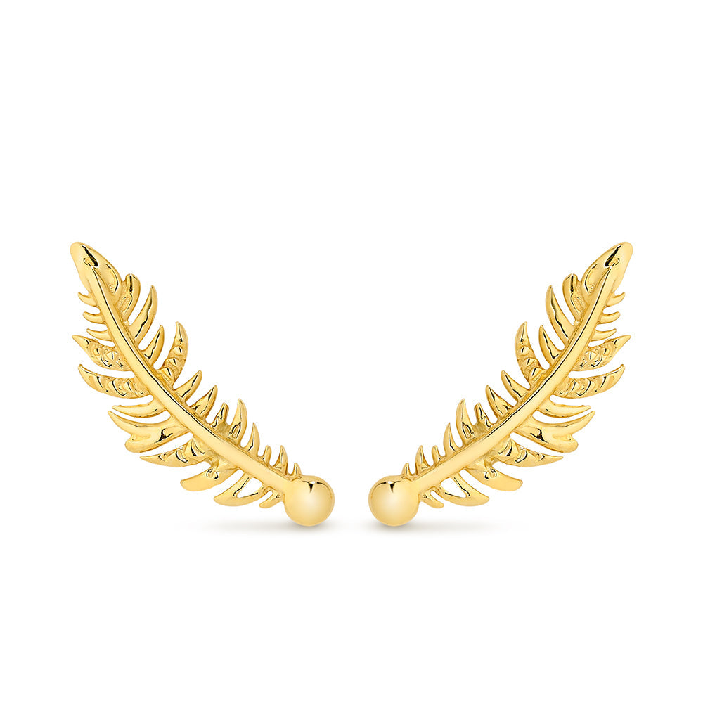 9k Yellow Gold Feather Stud