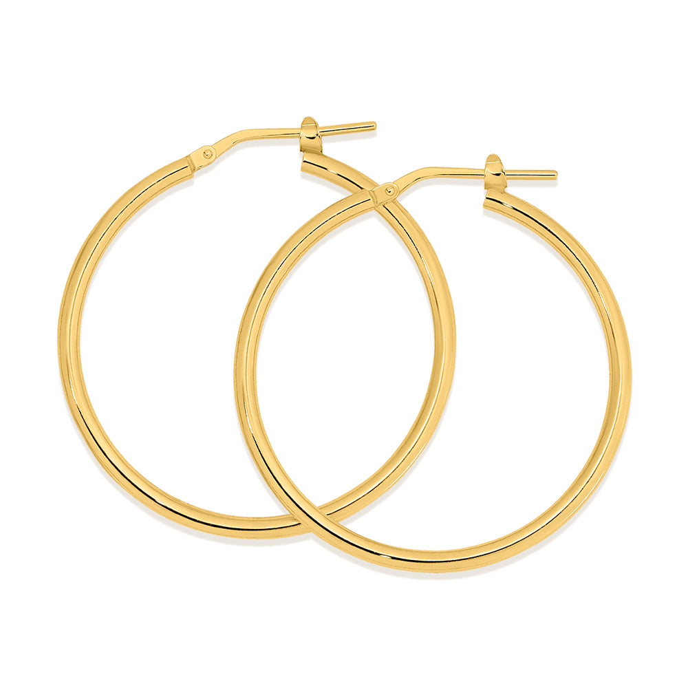 Sterling Silver Gold Plated Hoop Earrings 30mm