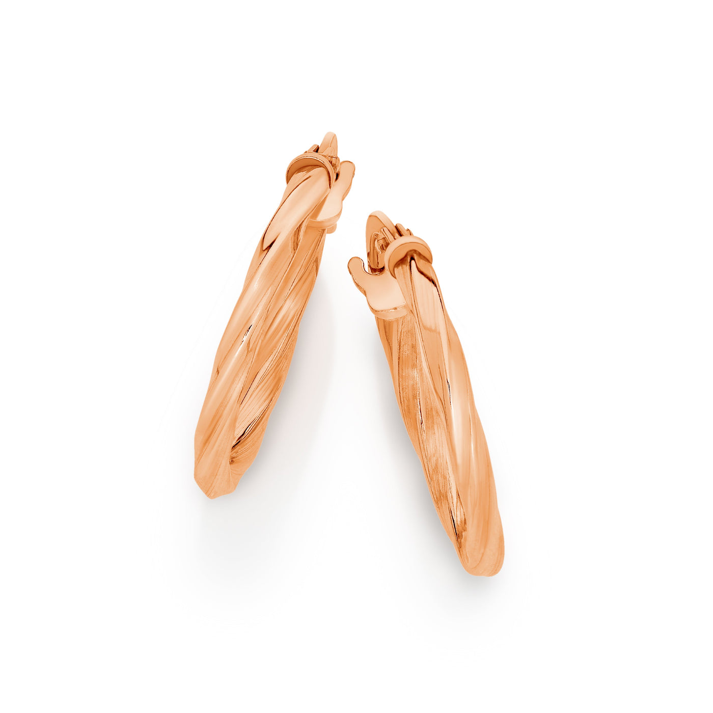 9k Rose Gold & Sterling Silver Bonded Twist Earrings