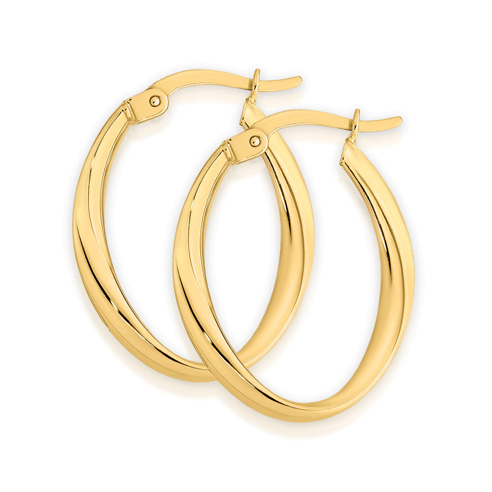 9k Yellow Gold Silver Filled Oval Twist Earrings