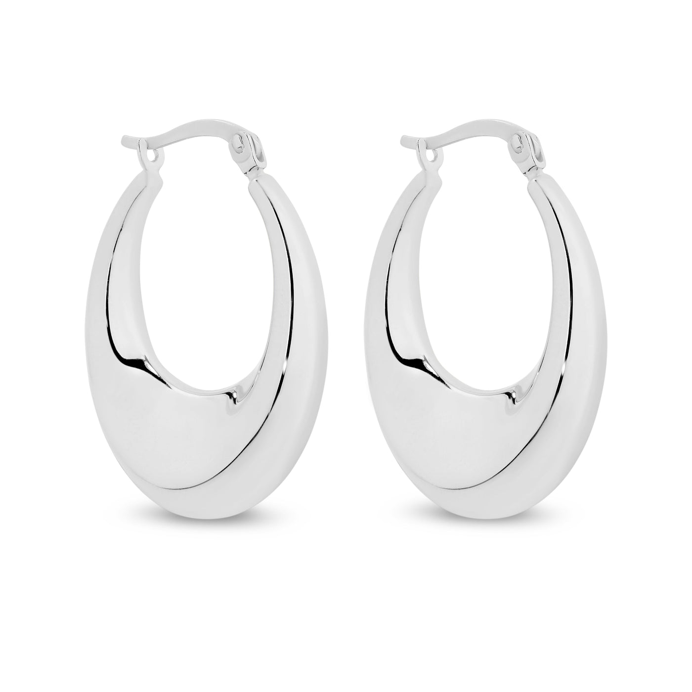 9k White Gold & Sterling Silver Bonded Hoop Earrings