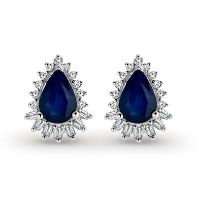 9k White Gold Sapphire and Diamond Dress Earrings