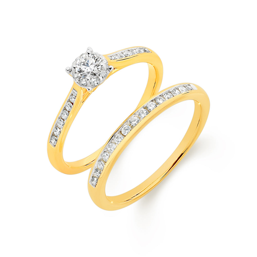 9k Yellow Gold Diamond Bridal Set TDW=0.50ct