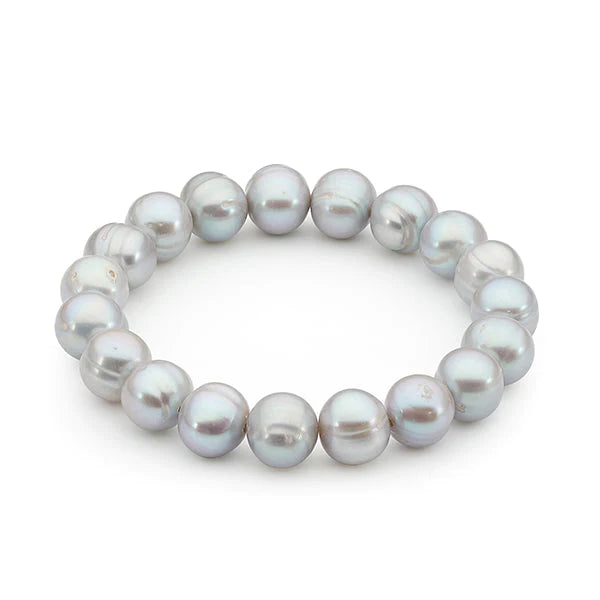 Round DyedGrey Pearl Elastic Bracelet