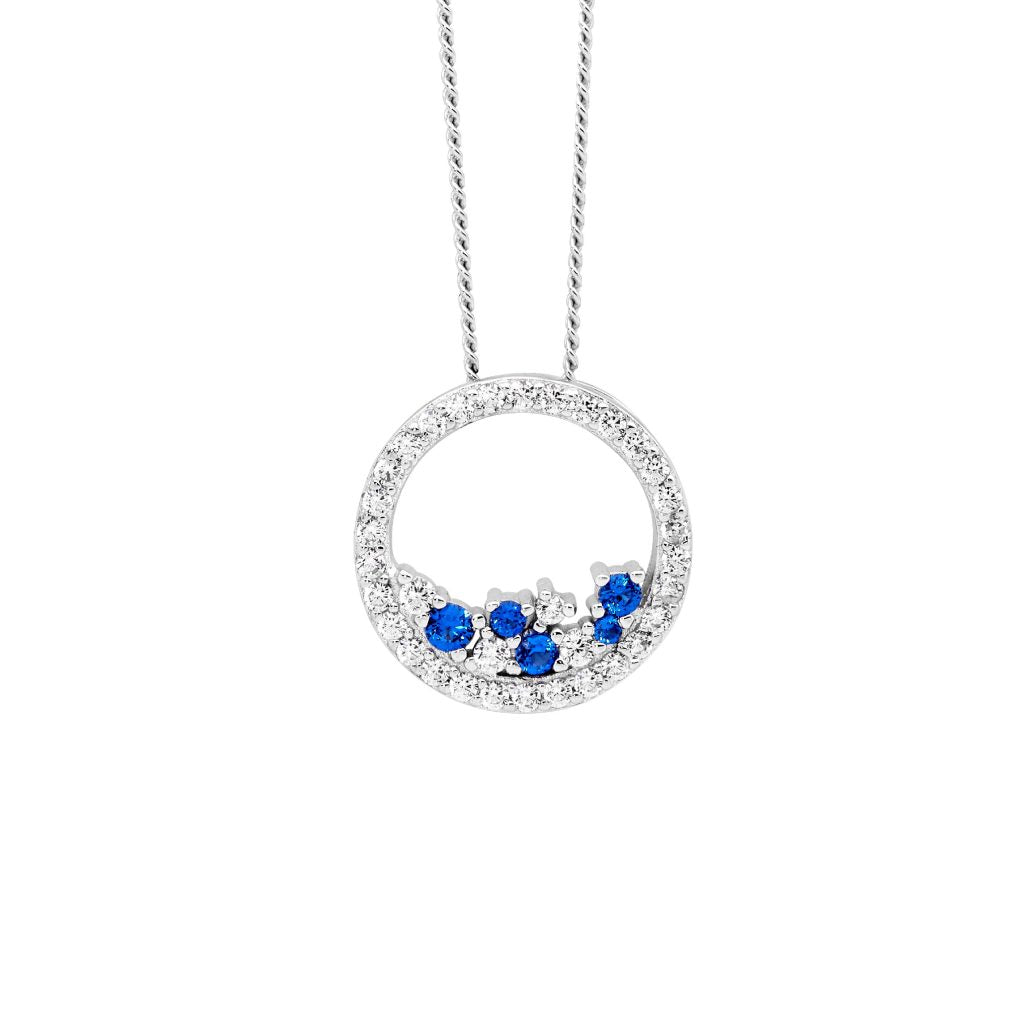 Blue and White scatter necklace SterlingSilver