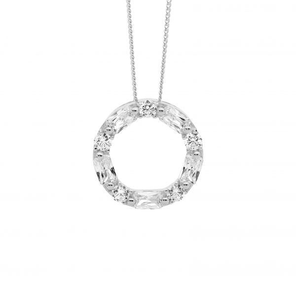 Sterling Silver Cubic Zirconia Circle Pendent