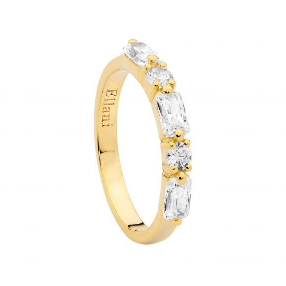 Sterling Silver Cubic Zirconia Ring- Yellow Gold Plated