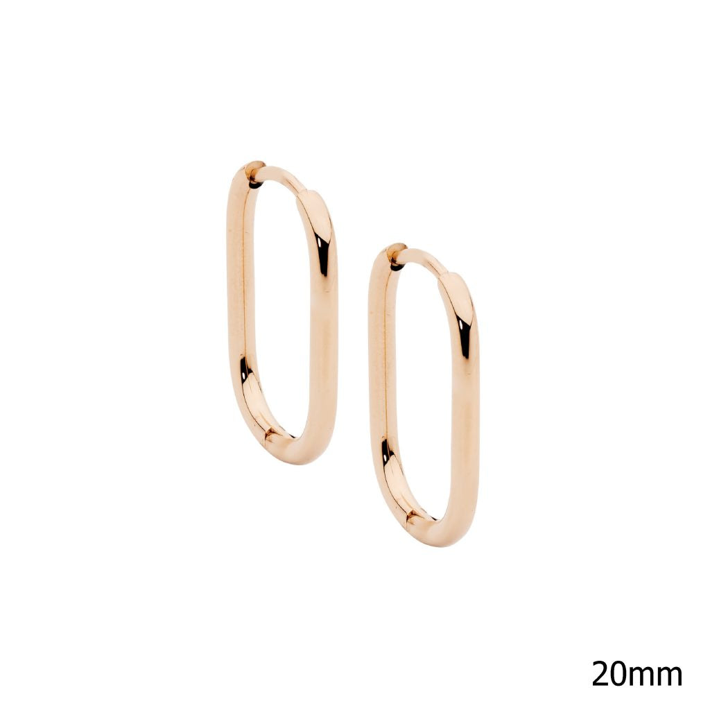 Stainless Steel Rose Gold Plated Oval Hoops