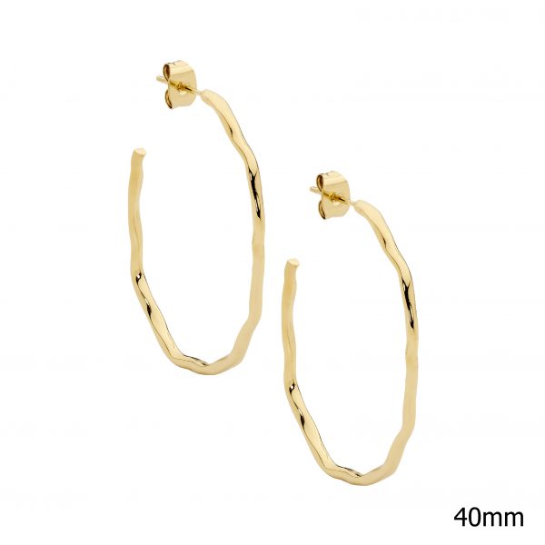 Stainless Steel Gold-Plated Wave Hoops