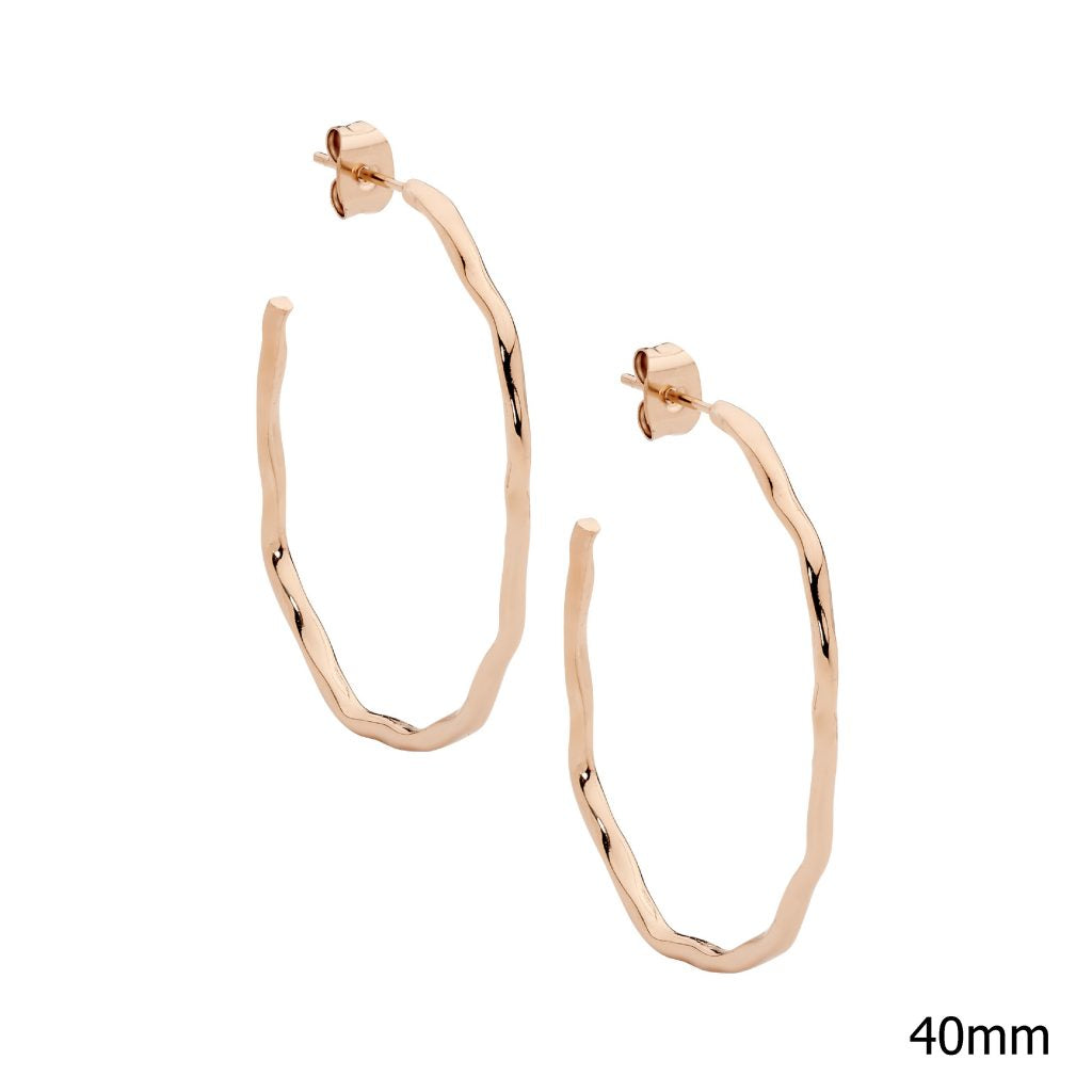 Stainless Steel RoseGold-Plated Wave Hoops