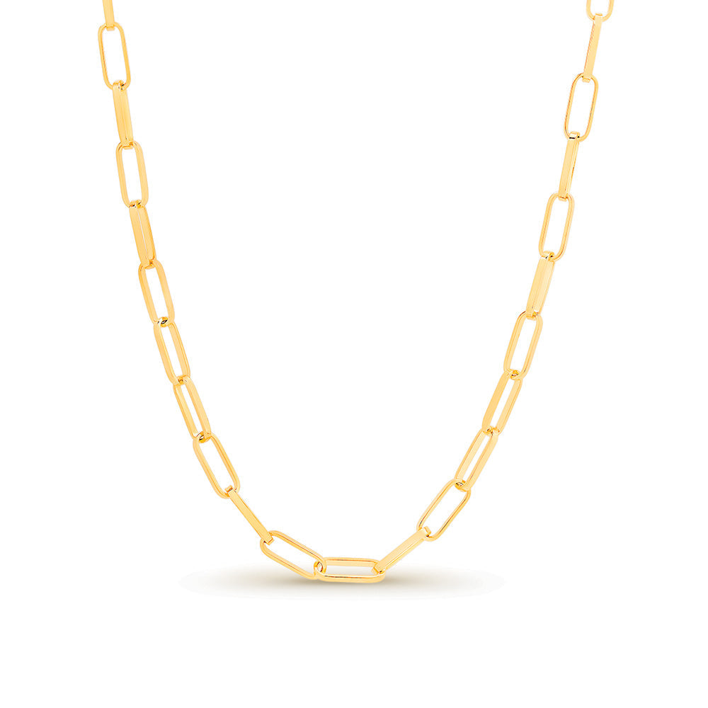 9k Yellow Gold Silver Filled Paperclip Necklace 45cm