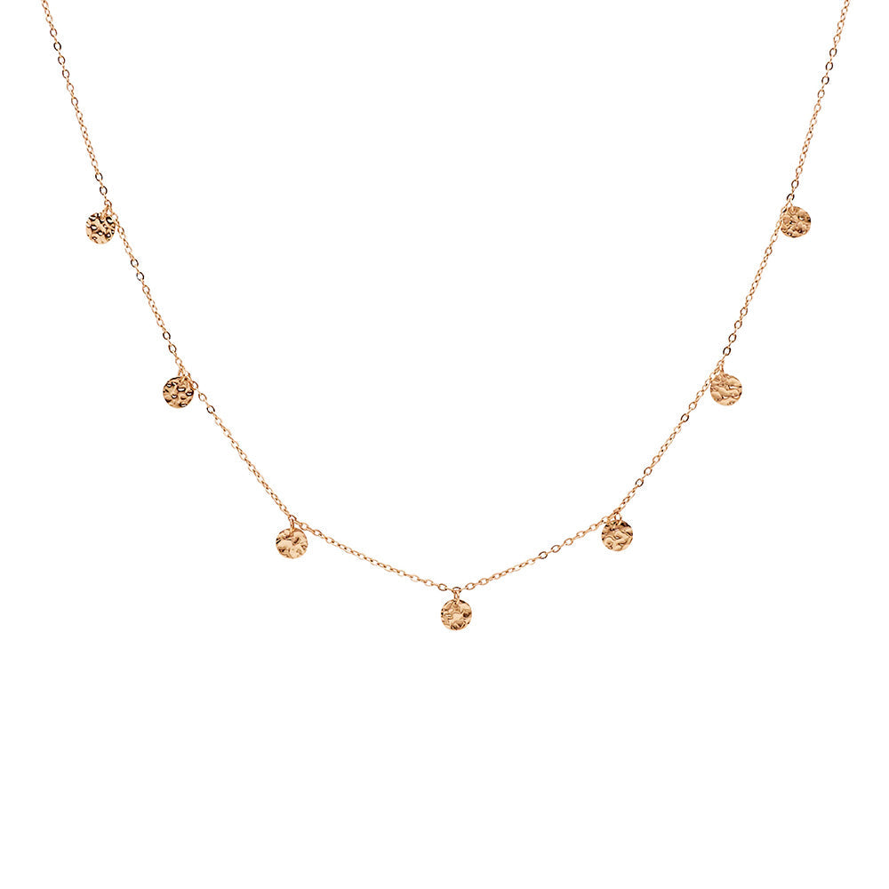 Stainless Steel Rose Gold Plated Disc Necklace 40+5cm