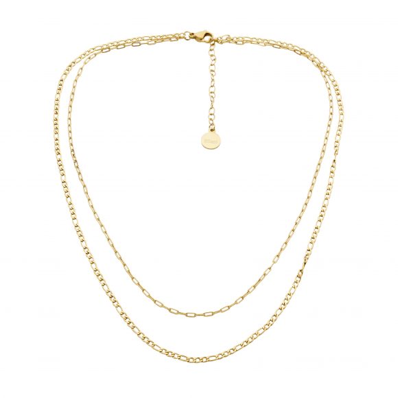 Stainless Steel Double link Necklace - Yellow Gold-Plated