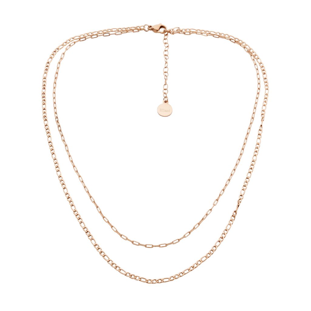 Stainless Steel RoseGold-Plated Double Necklace