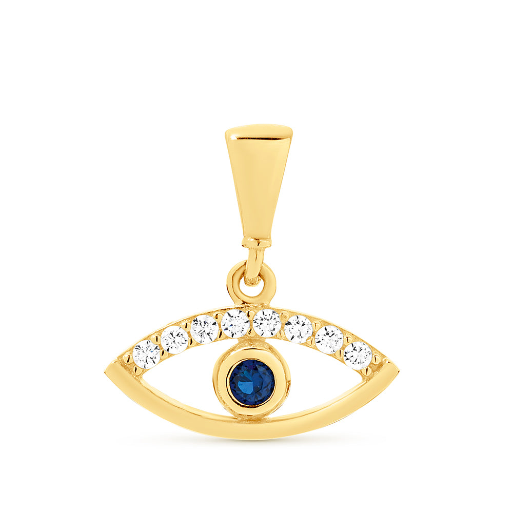 9k Yellow Gold CZ Evil Eye Pendant