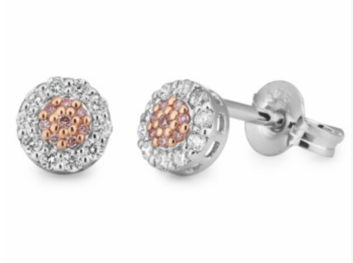 9ct White-Rose Gold Argyle Pink Diamond Earrings