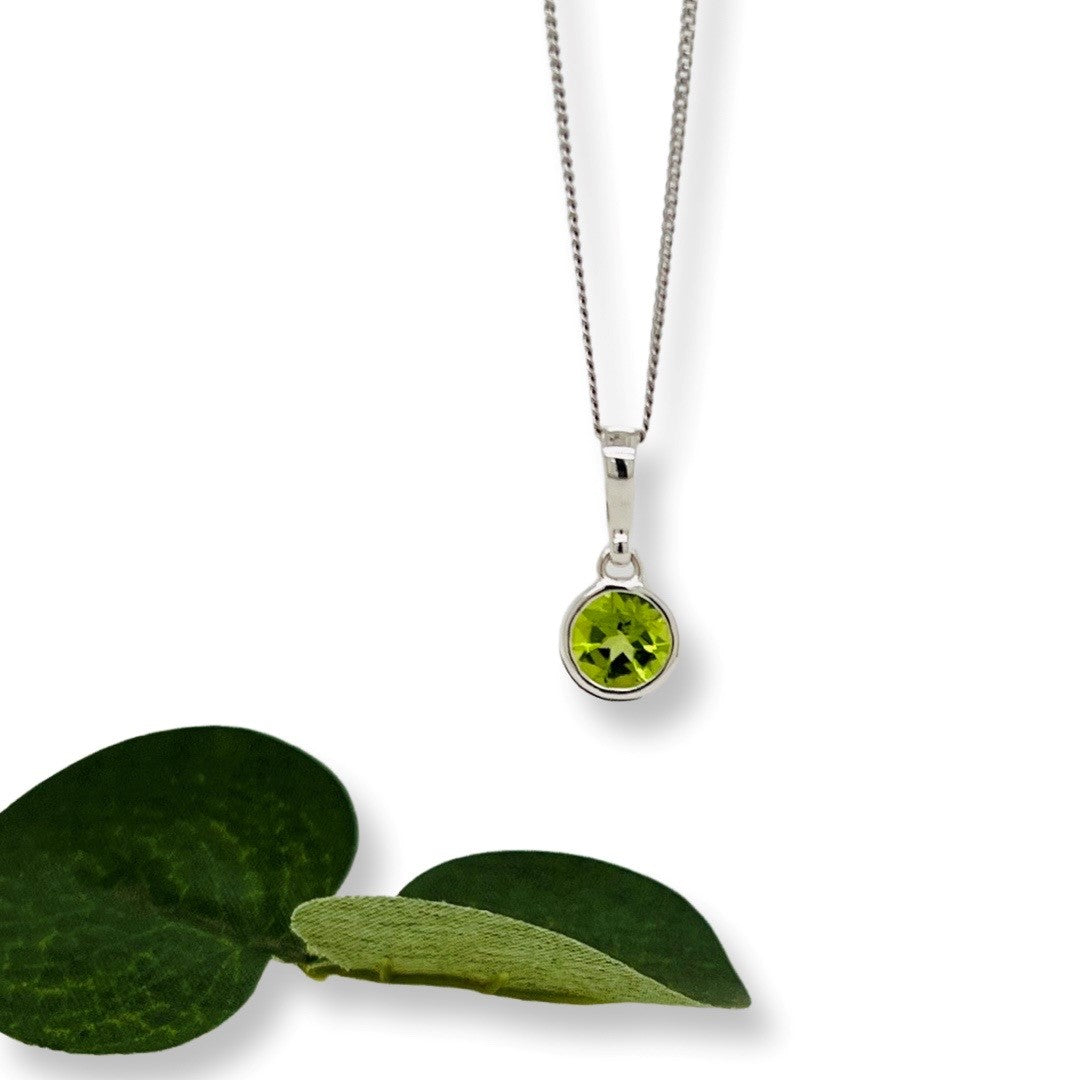 Peridot Charm Necklet Sterling Silver