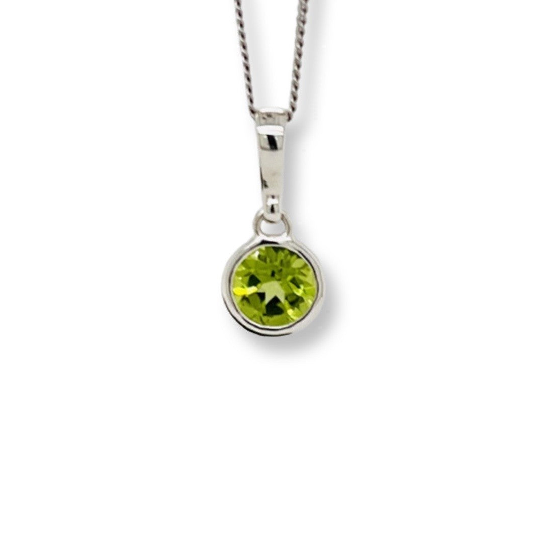 Peridot Charm Necklet Sterling Silver