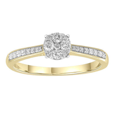 9Y Diamond Cluster Solitaire Engagement Ring